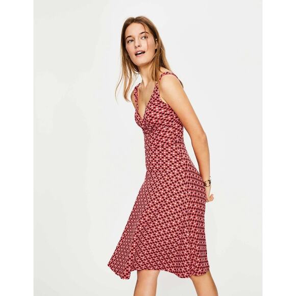 Boden Willa Dress Womens Size 8P Rosehip Apple Print V-Neck Casual Midi Sundress - Picture 11 of 11